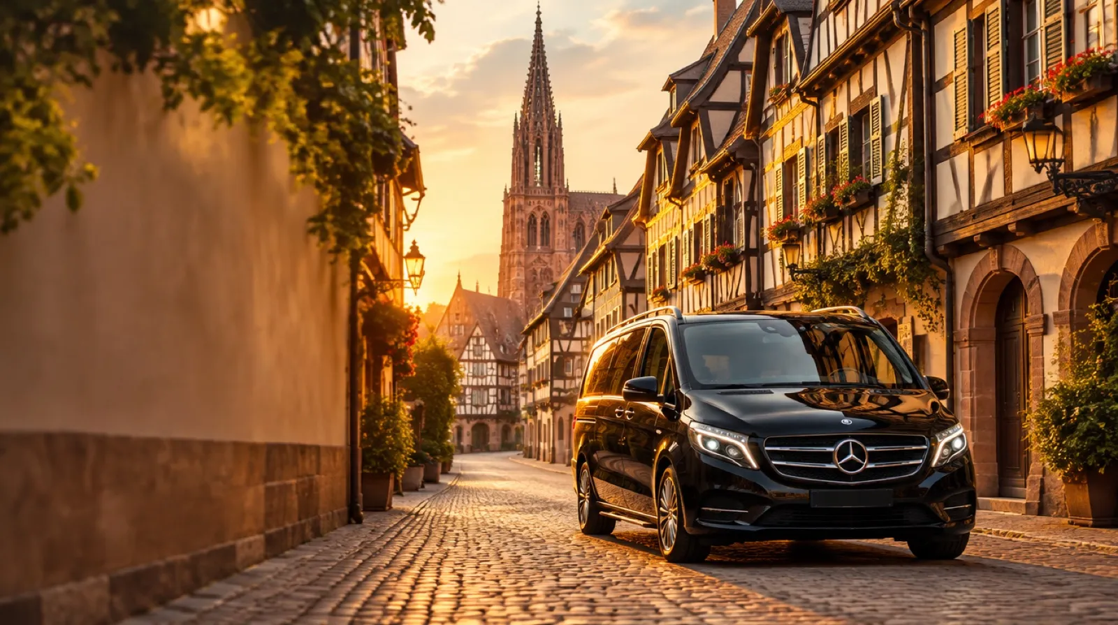 Black Strasbourg Van Mercedes van ready to welcome a group